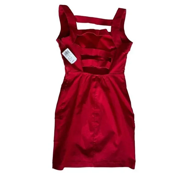 Windsor Red Dress Womens Junior Size 7 Strappy Back Side Zip NEW - Picture 4 of 13